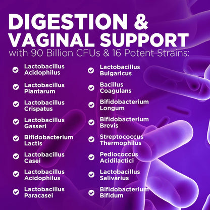 Probiotics for Women - 90 Billion CFU Women'S Probiotic - Targeted Women'S Vaginal & Digestive Health Support Formula - 16 Strains, Cranberry, D-Mannose, & Prebiotics - Bottled in USA - 60 Capsules