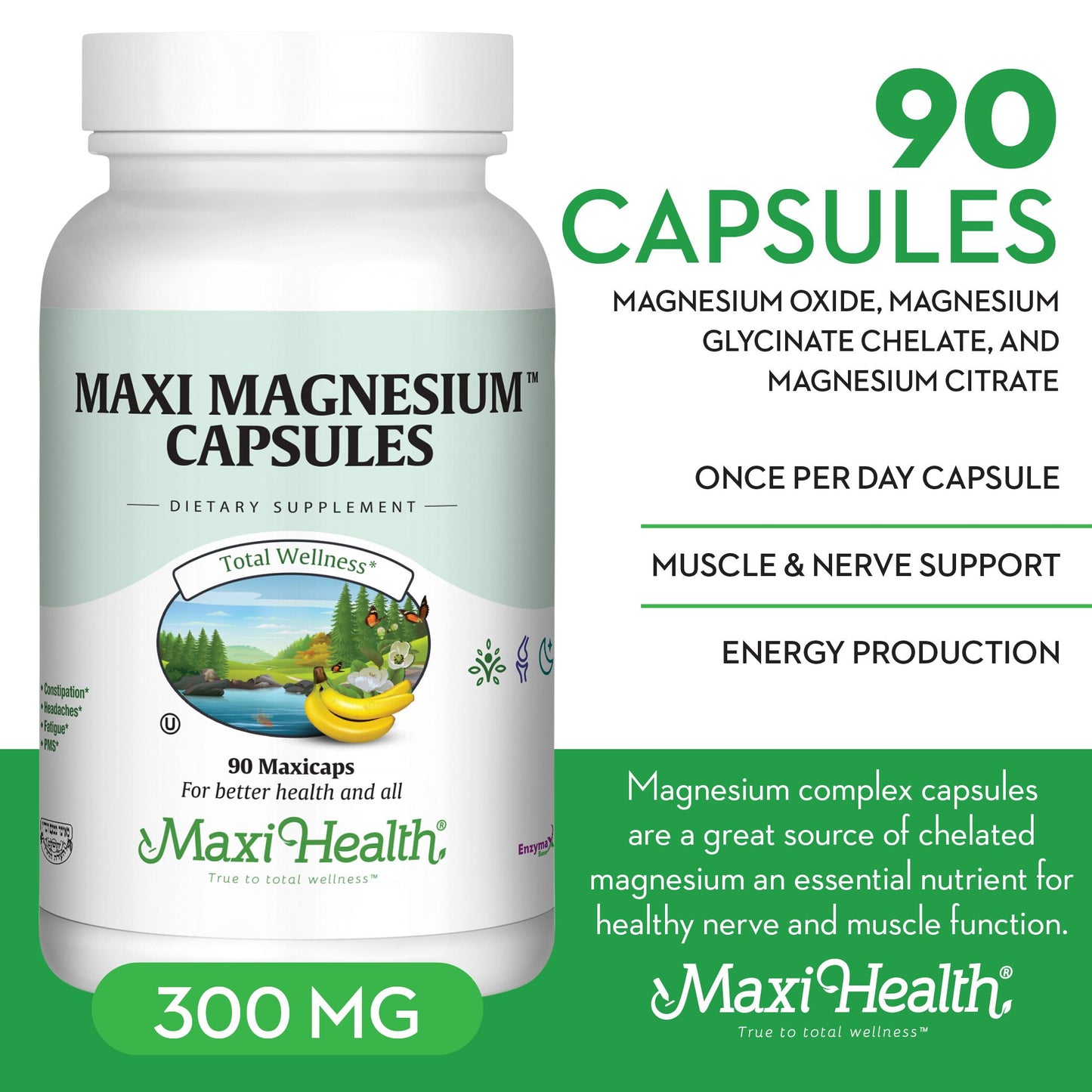 Magnesium Chelate – Bone, Nerve & Energy Support – 90 Vegetarian Capsules