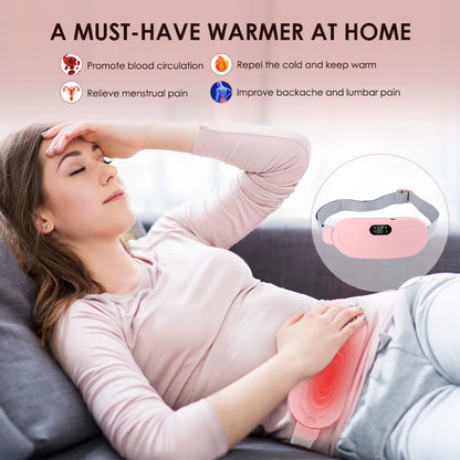 USB Menstrual Electric Heating Pad for Abdominal Vibration Massager Women Period Care Belly Heater Winter Warming Palace Belt