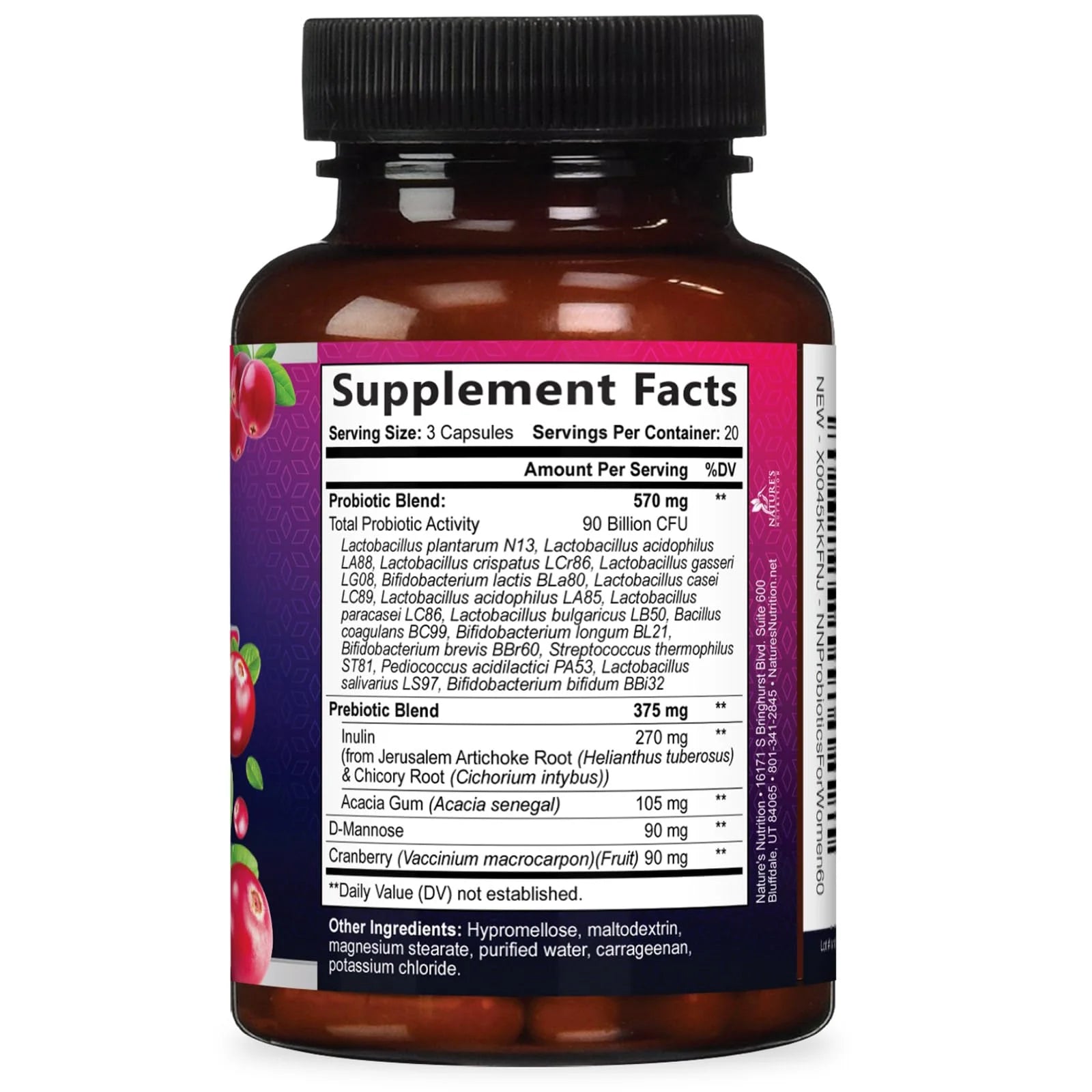 Probiotics for Women - 90 Billion CFU Women'S Probiotic - Targeted Women'S Vaginal & Digestive Health Support Formula - 16 Strains, Cranberry, D-Mannose, & Prebiotics - Bottled in USA - 60 Capsules