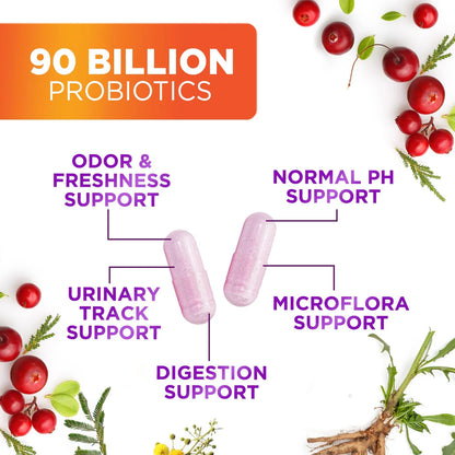 Probiotics for Women - 90 Billion CFU Women'S Probiotic - Targeted Women'S Vaginal & Digestive Health Support Formula - 16 Strains, Cranberry, D-Mannose, & Prebiotics - Bottled in USA - 60 Capsules