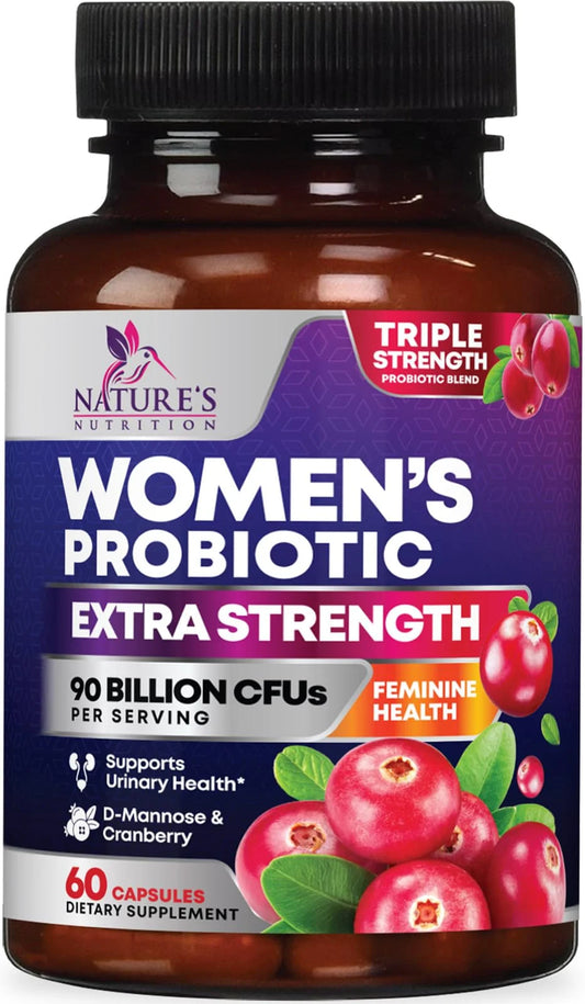 Probiotics for Women - 90 Billion CFU Women'S Probiotic - Targeted Women'S Vaginal & Digestive Health Support Formula - 16 Strains, Cranberry, D-Mannose, & Prebiotics - Bottled in USA - 60 Capsules